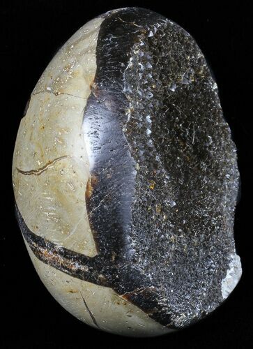 Septarian Dragon Egg Geode - Black Crystals #58788